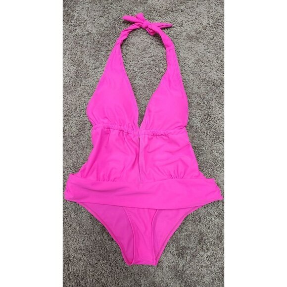 Glam Sexy Hot Pink Halter Style One Piece Swimsuit - Picture 1 of 6
